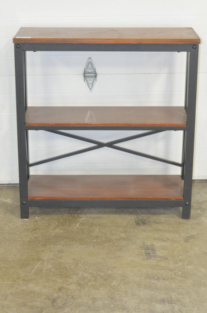 36 in. tall x 34 in. wide x 12 in. deep metal & wood industrial bookshelf