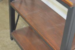 36 in. tall x 34 in. wide x 12 in. deep metal & wood industrial bookshelf