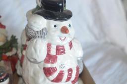 Various snowman figurines & snowman cookie jar