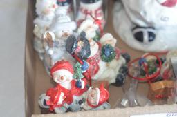 Various snowman figurines & snowman cookie jar