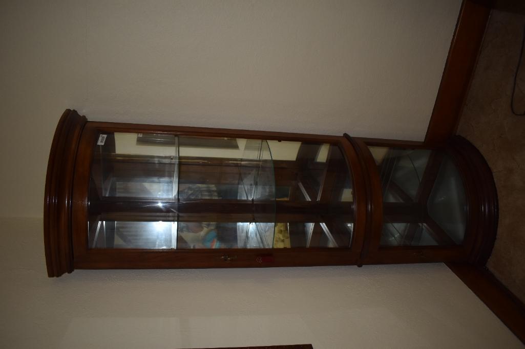 Modern corner wall hugging curio cabinet