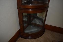 Modern corner wall hugging curio cabinet