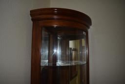 Modern corner wall hugging curio cabinet