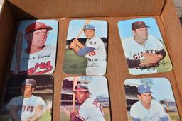 Flat of 1970's metal pogs & large cardboard cards