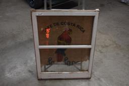 Custom built window/burlap sack advertising piece ( heavy damage on the burlap sack)