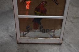 Custom built window/burlap sack advertising piece ( heavy damage on the burlap sack)