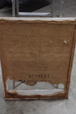 Custom built window/burlap sack advertising piece ( heavy damage on the burlap sack)
