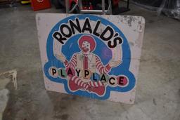 Ronald McDonald Play House plexiglass glass single sided sign