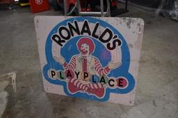 Ronald McDonald Play House plexiglass glass single sided sign
