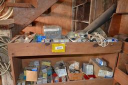 Small elec. Items in wooden cabinet, Sells complete