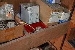 Small elec. Items in wooden cabinet, Sells complete