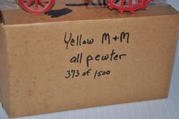 Minneapolis Moline yellow pewter toy tractor