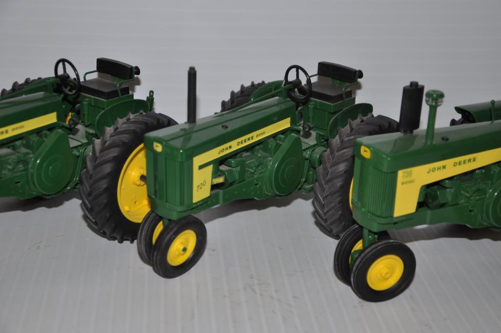(4) John Deere 1/16 scale 2-cylinder toy tractors