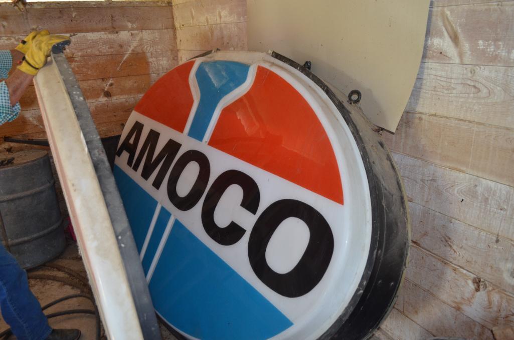 AMOCO large double sided plastic sign has flame for the top