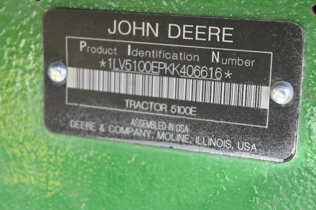 2019 John Deere 5100E MFWD tractor