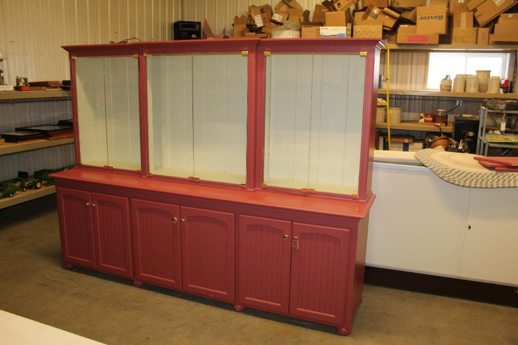 Glass Top Display Case With Bottom Doors