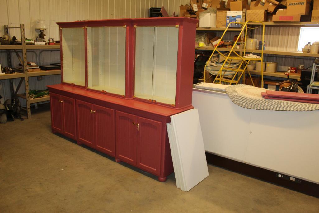 Glass Top Display Case With Bottom Doors