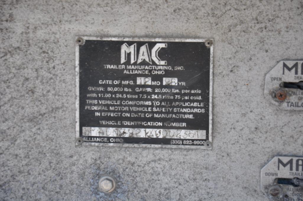 1999 Mac 39' aluminum frameless dump trailer