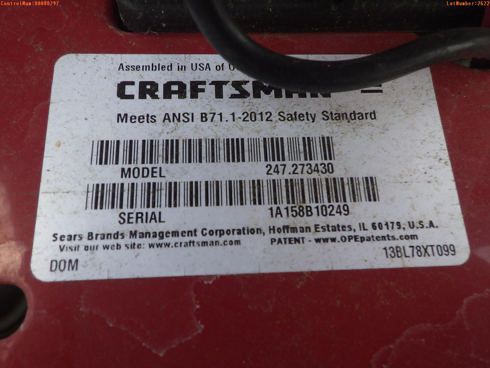 5-02622 (Equip.-Mower)  Seller:Private/Dealer CRAFTSMAN T1700 RIDING LAWN MOWER