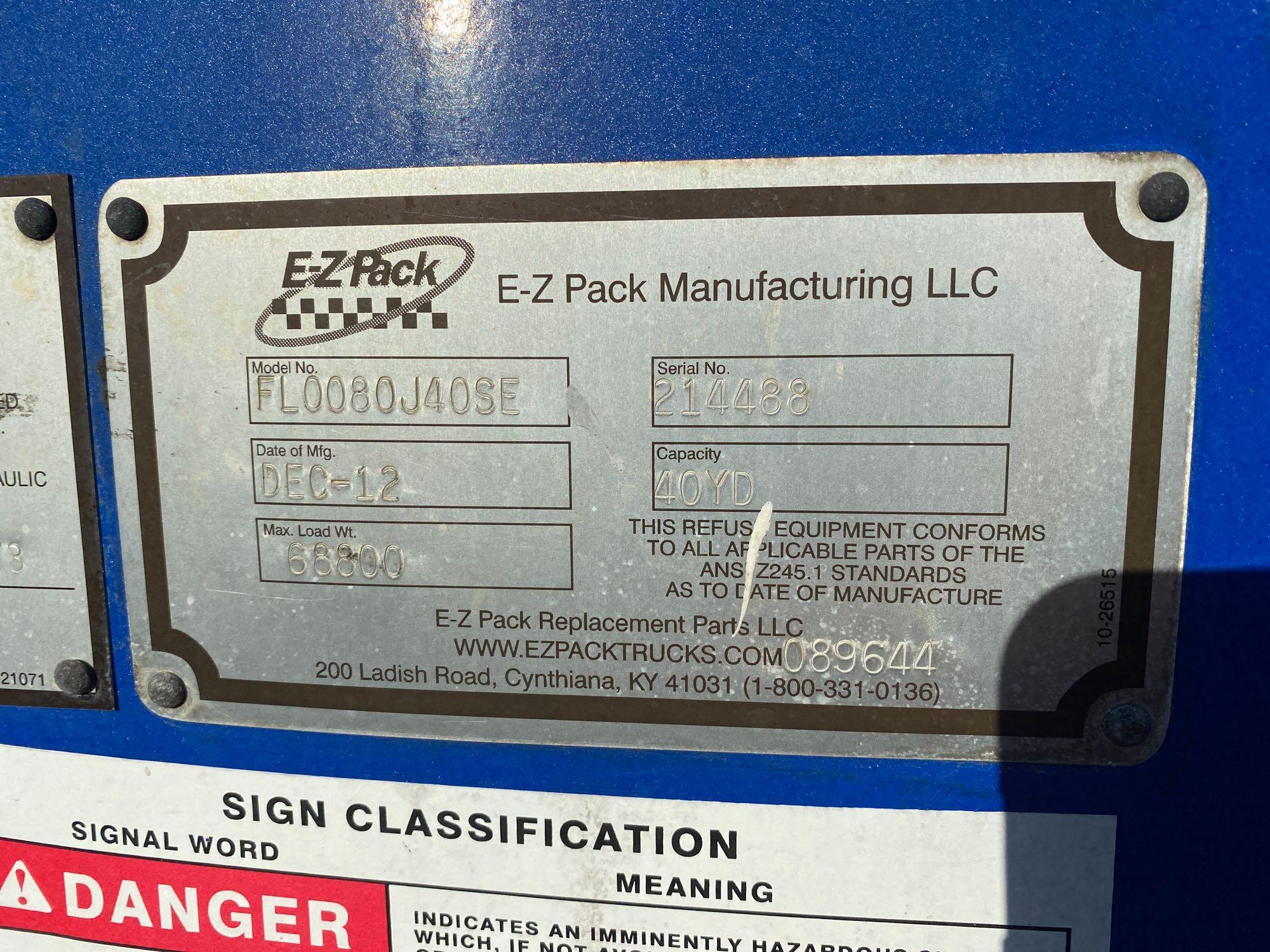 2013 Mack MRU613 40YD EZ-Pack Front Loader Garbage Truck