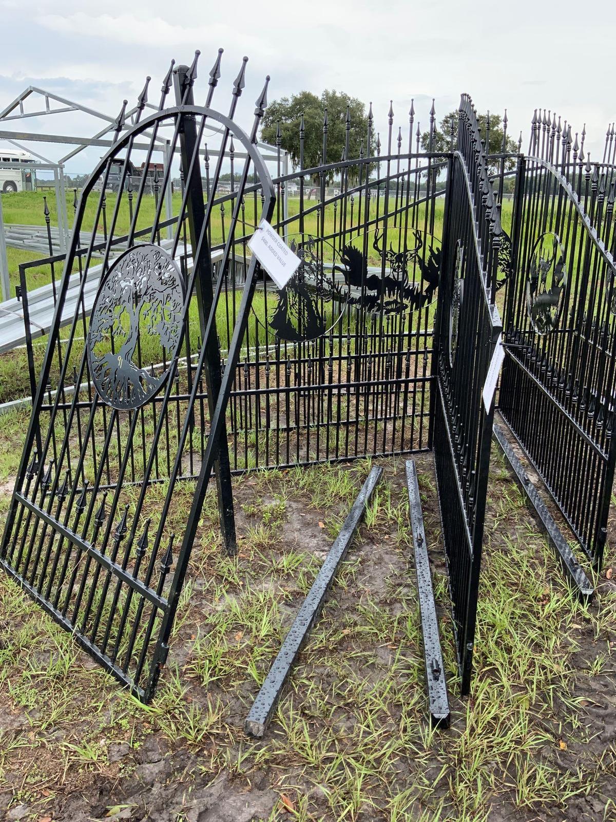 One Set of Wrought Iron Gates w/ Horse Symbol