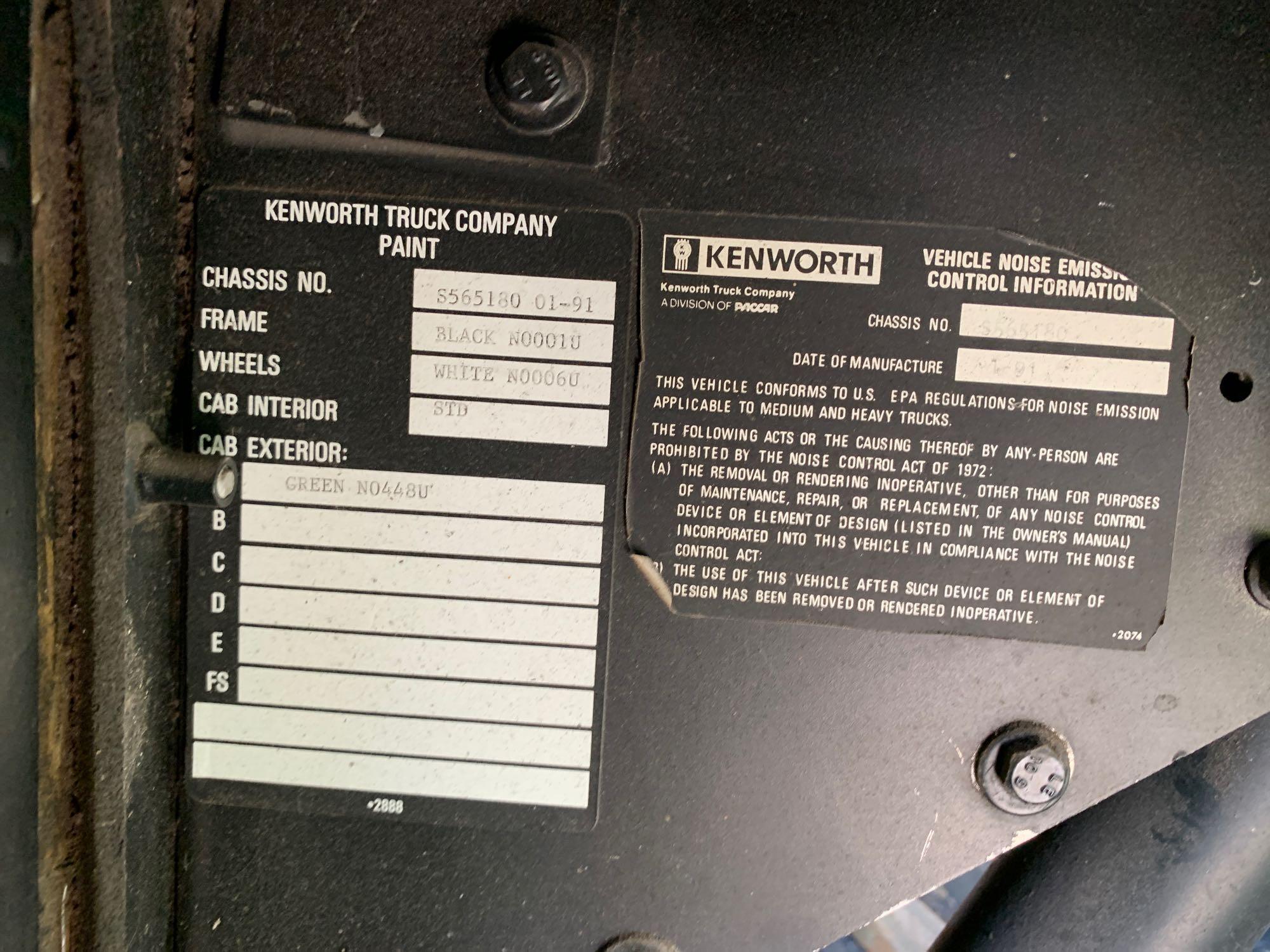 1991 Kenworth T800 T/A Rolloff Truck with Dumpster