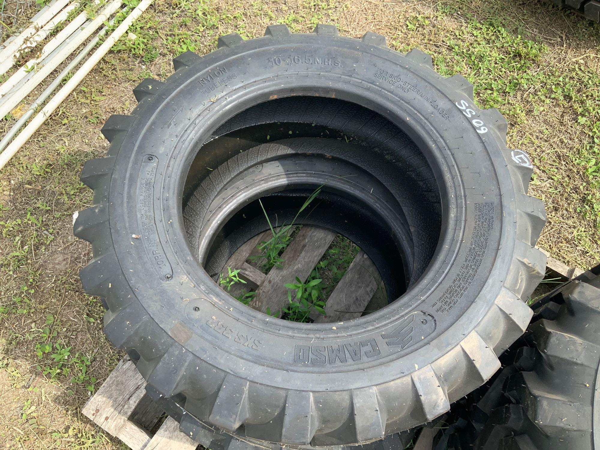 Four Unused 10-16.5 Skid Steer Tires