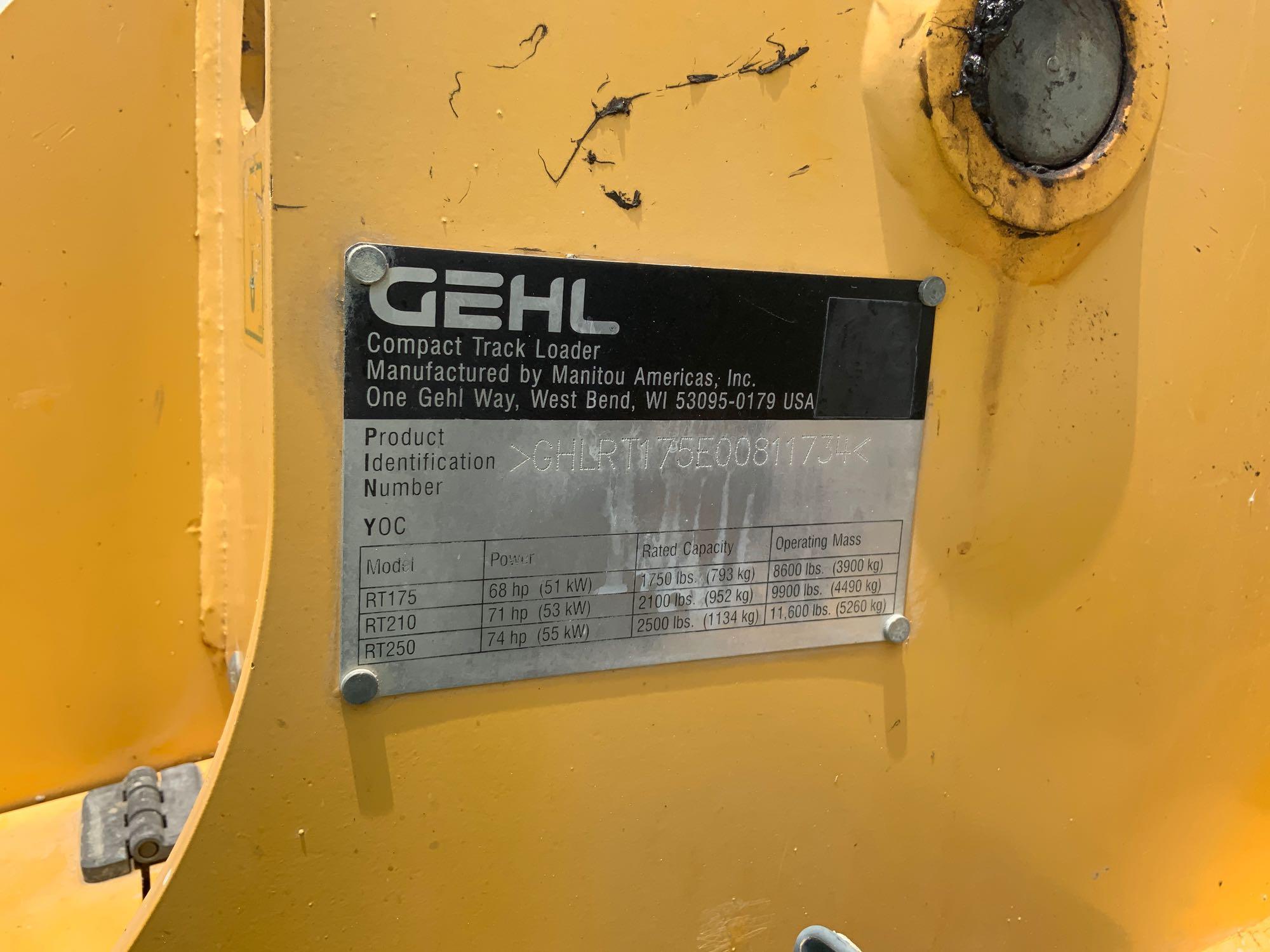 2016 GEHL RT175 Compact Track Loader Skid Steer