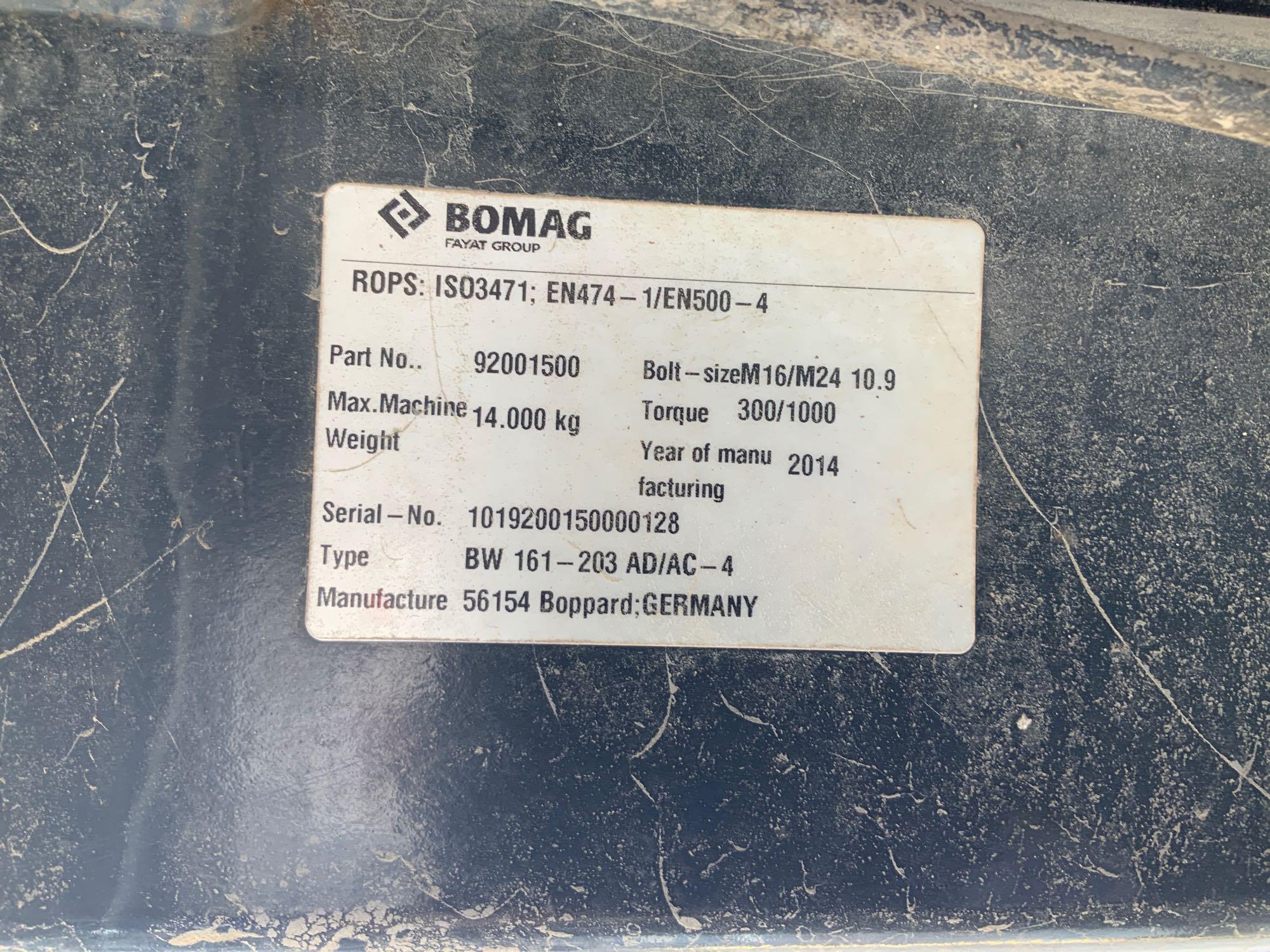 2014 Bomag BW 190 AD-4 Tandem Drum Vibratory Roller