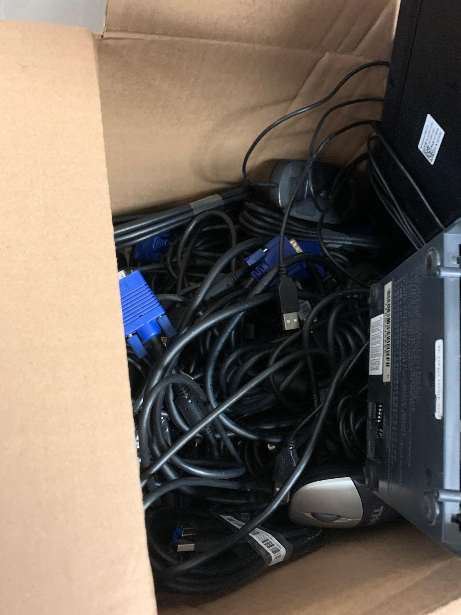 Misc Electronics (3 Dock Sta, Box of Misc, 2 Monitors, 2 Monitor Stands, 4 Printer/Scanners,