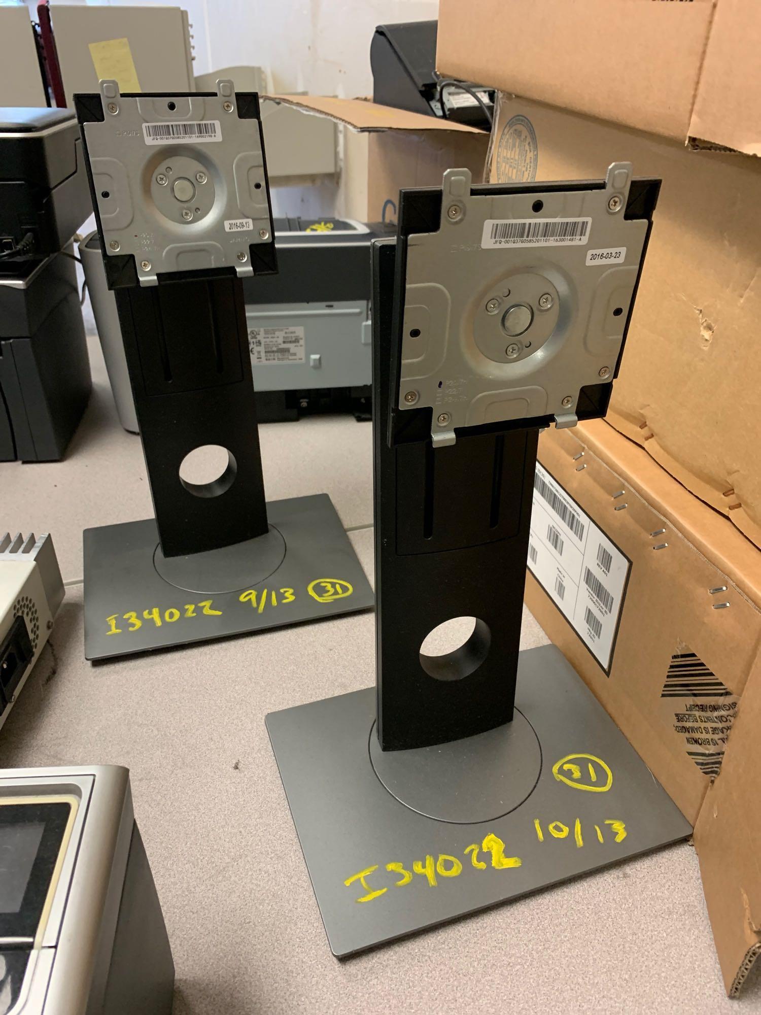 Misc Electronics (3 Dock Sta, Box of Misc, 2 Monitors, 2 Monitor Stands, 4 Printer/Scanners,