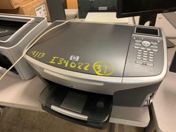 Misc Electronics (3 Dock Sta, Box of Misc, 2 Monitors, 2 Monitor Stands, 4 Printer/Scanners,