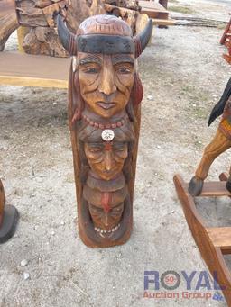 Wooden Totem Pole Art