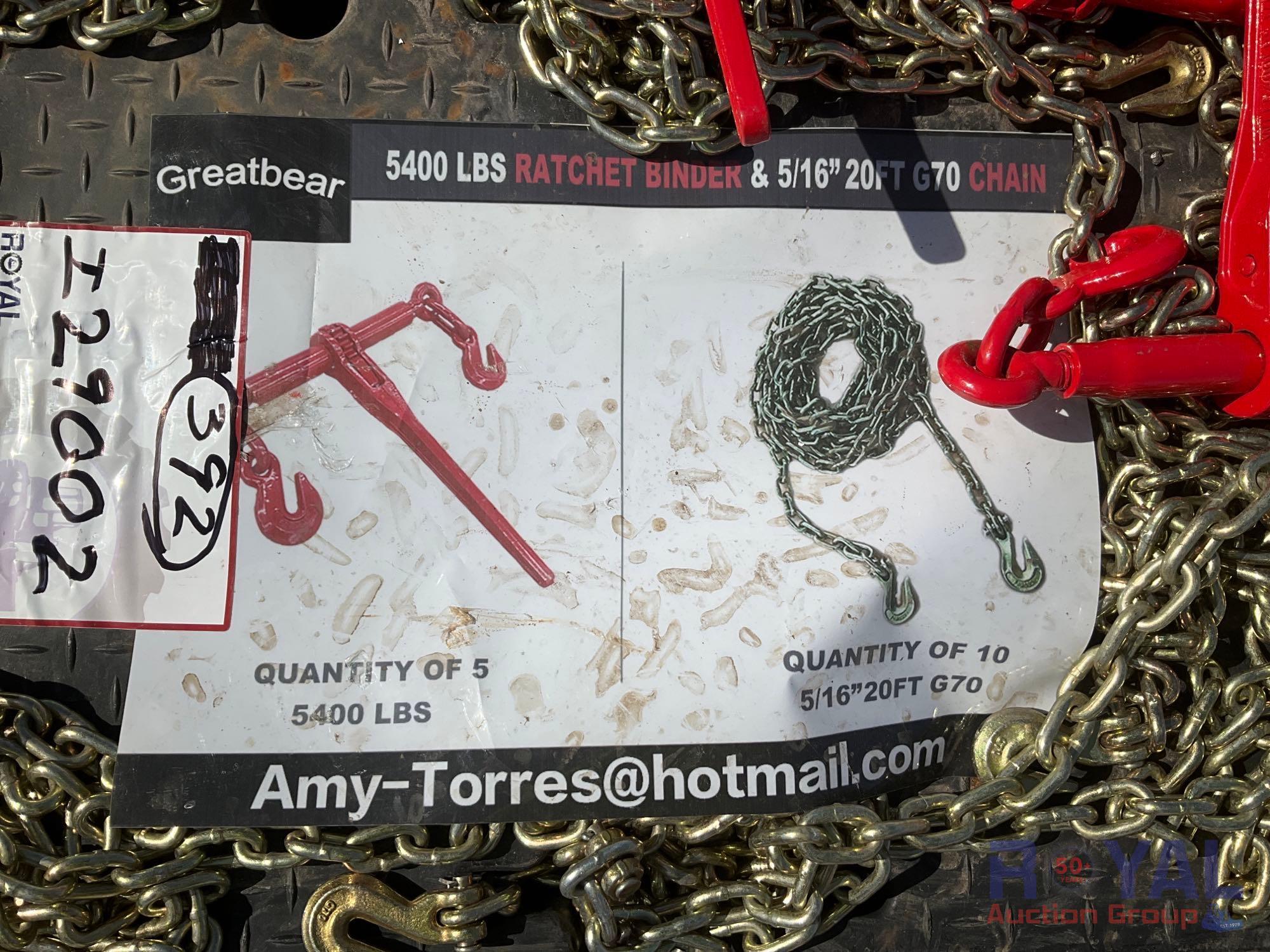 5,400 lbs. Ratchet Binders and 5/16 20 ft. G70 Chains
