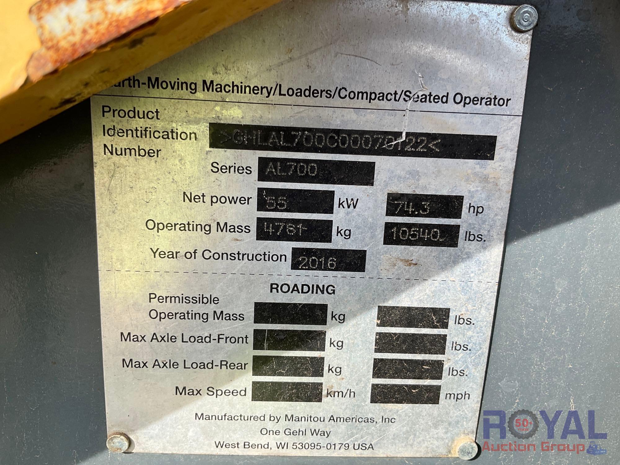 2016 Gehl 750 Mini Articulated Wheel Loader
