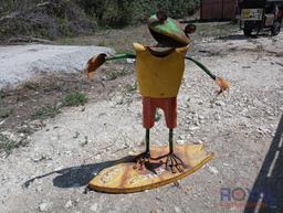 Surfing Frog Yard Art