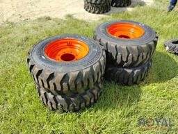 Set of Four Unused 12-16.5 Skid Steer Tires On Wheels