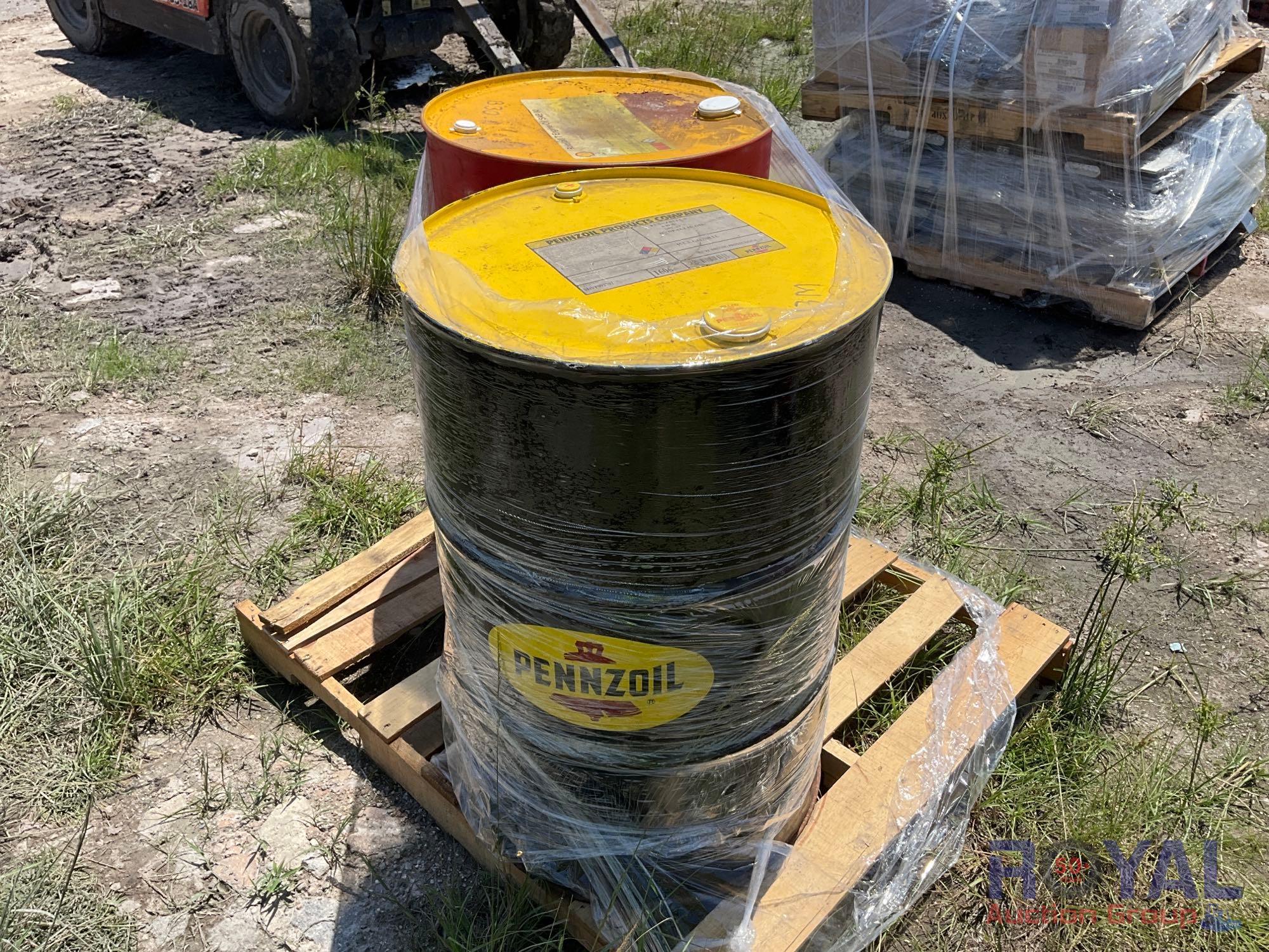 Two 55 Gallon Drums Of Oil (1 SAE 30, 1 Light Lubricant)