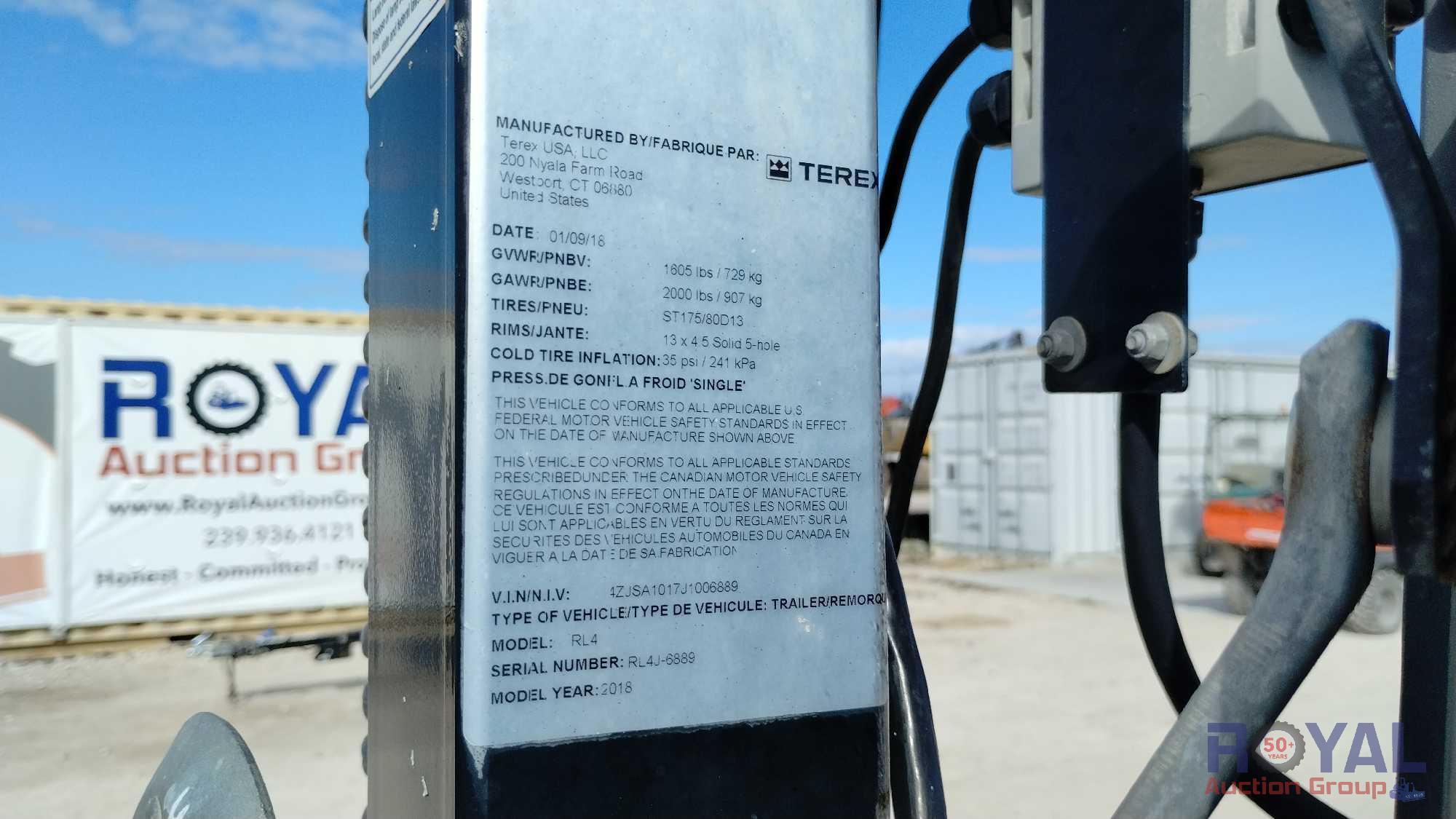 2018 Terex RL4 Towable Light Tower