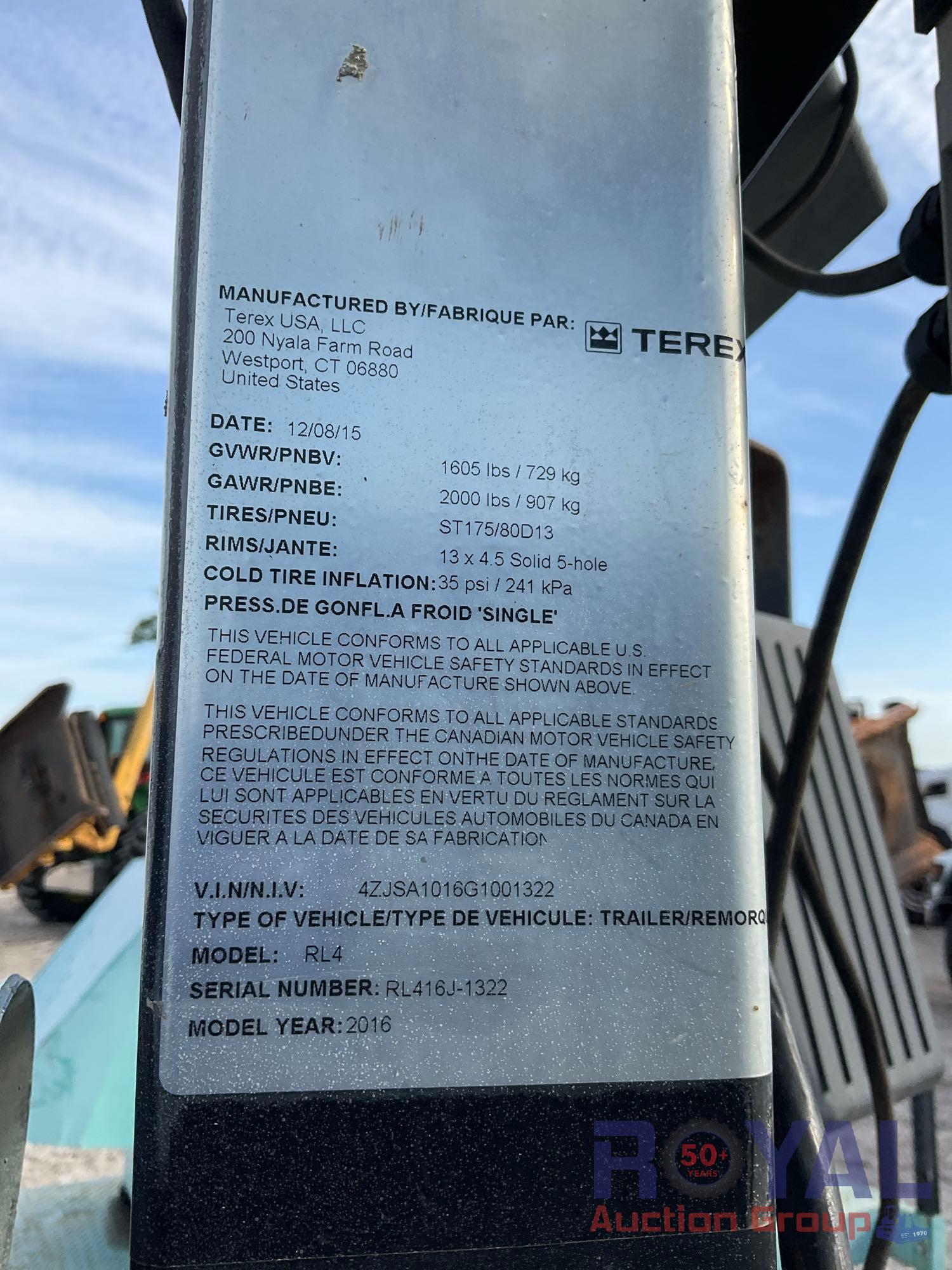 2016 Terex RL4 S/A Towable Light Tower