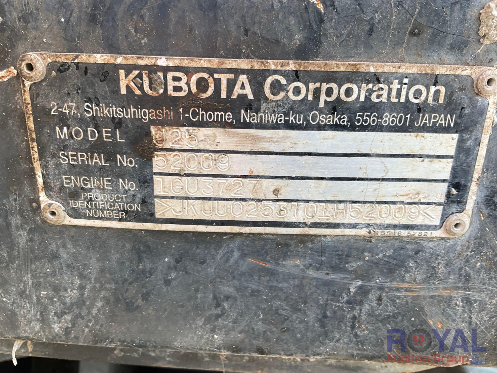 2017 Kubota U25 Mini Track Excavator