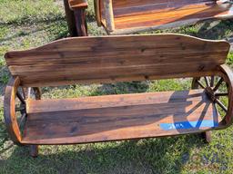 Wooden Wagon Wheel Bench