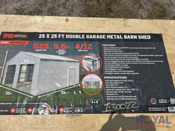 25 X 25 Ft Double Garage Metal Barn Shed