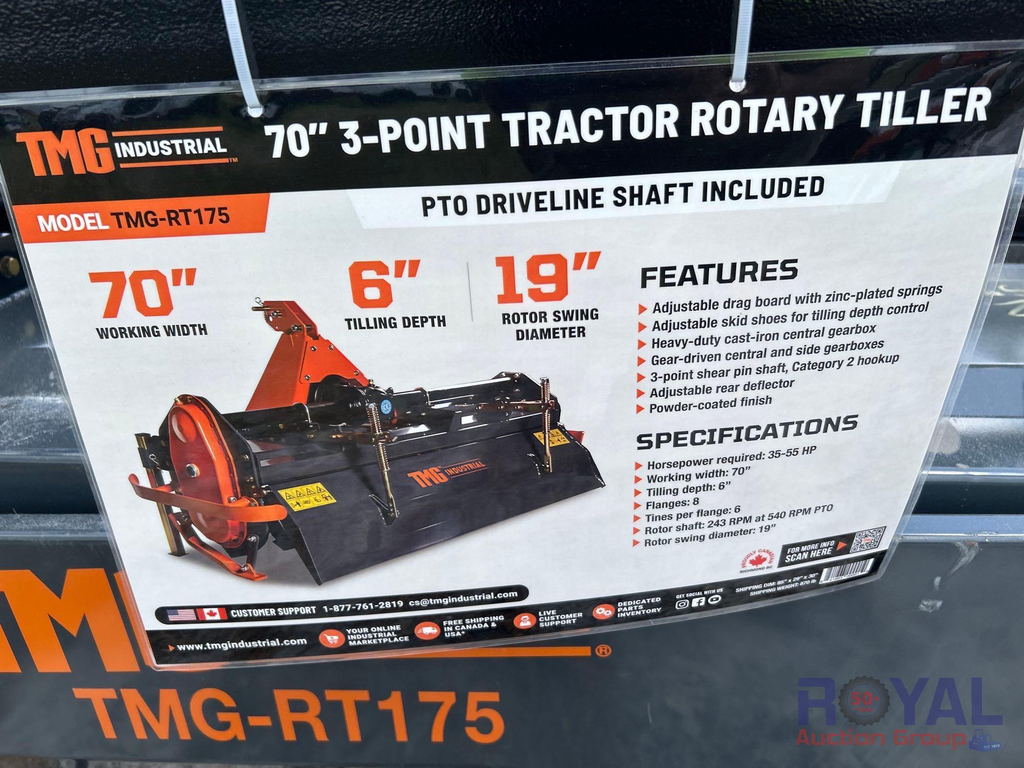 2024 TMG RT175 70in 3-Point Tractor Rotary Tiller Attachment