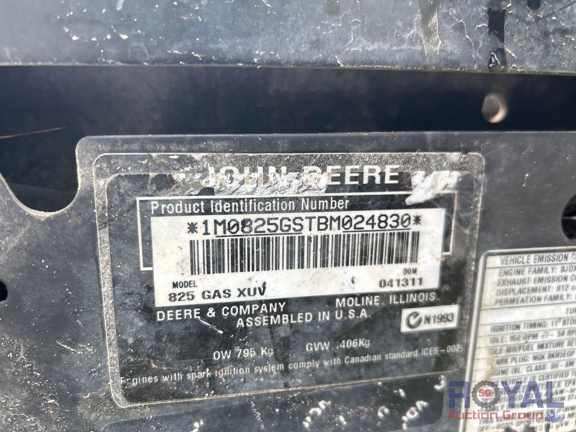 2011 John Deere 825 4x4 Gas Gator Utility Cart