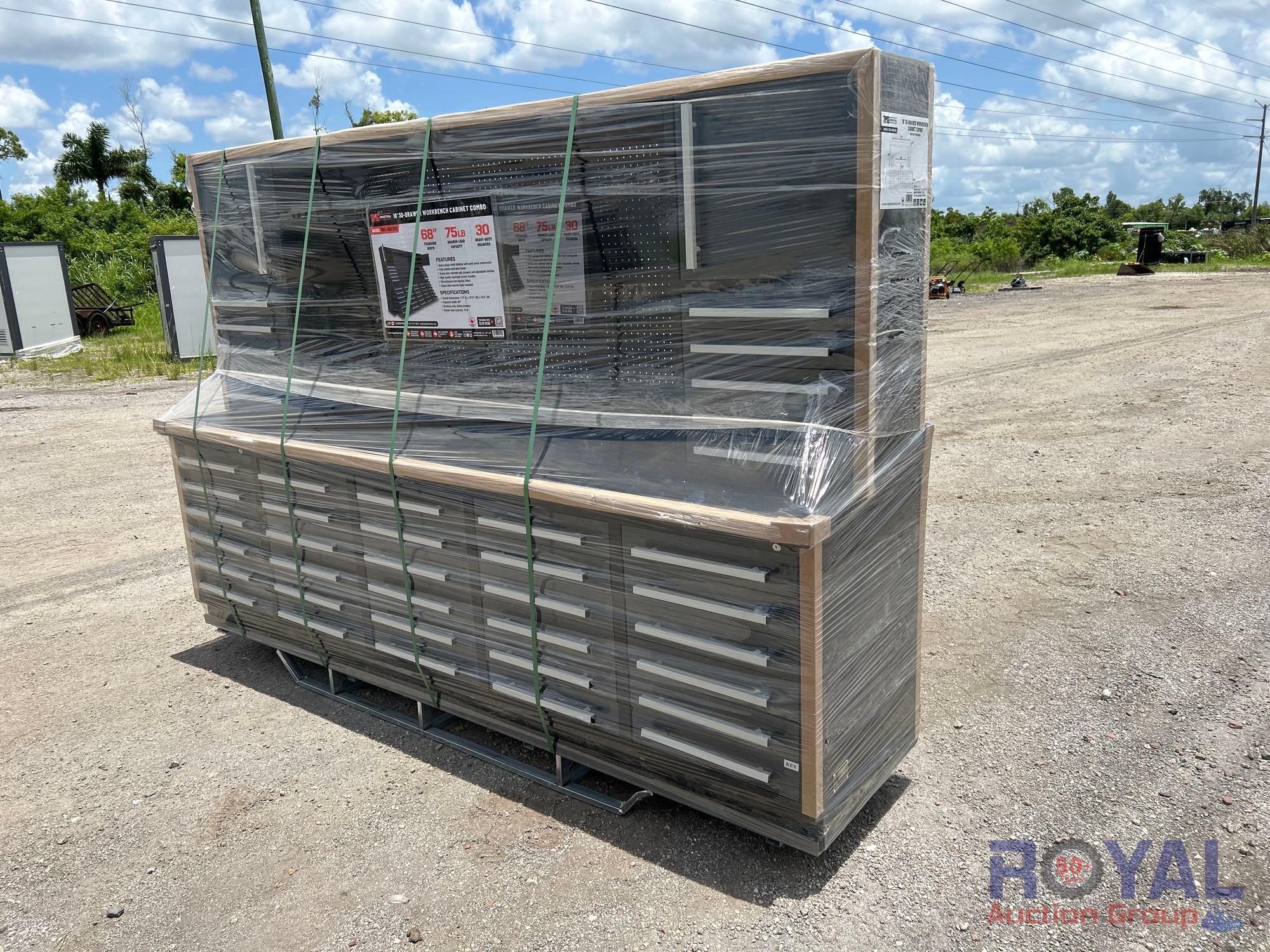2024 TMG 10ft 30 Drawer Industrial Workbench Cabinet Combo