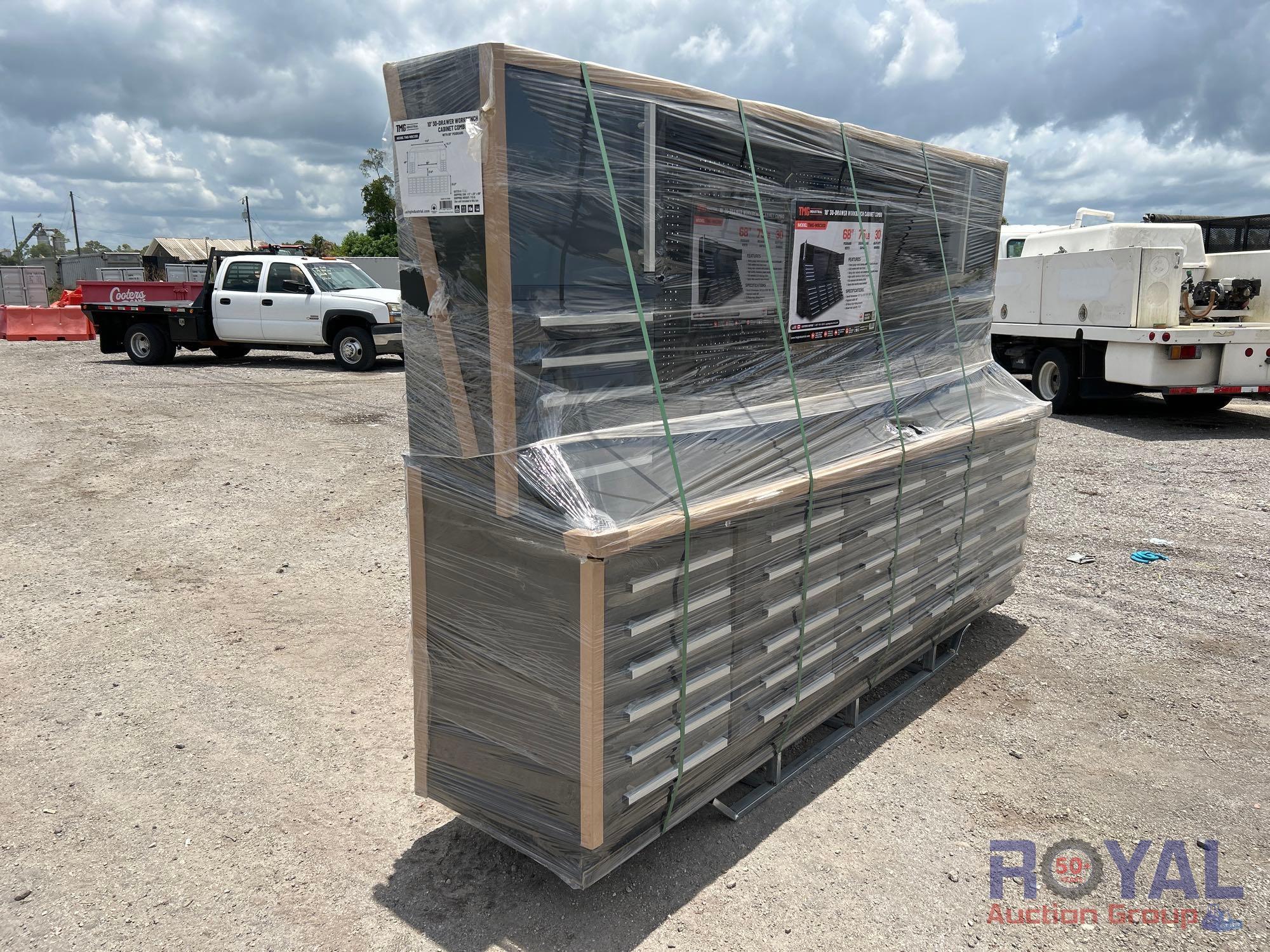 2024 TMG 10ft 30 Drawer Industrial Workbench Cabinet Combo