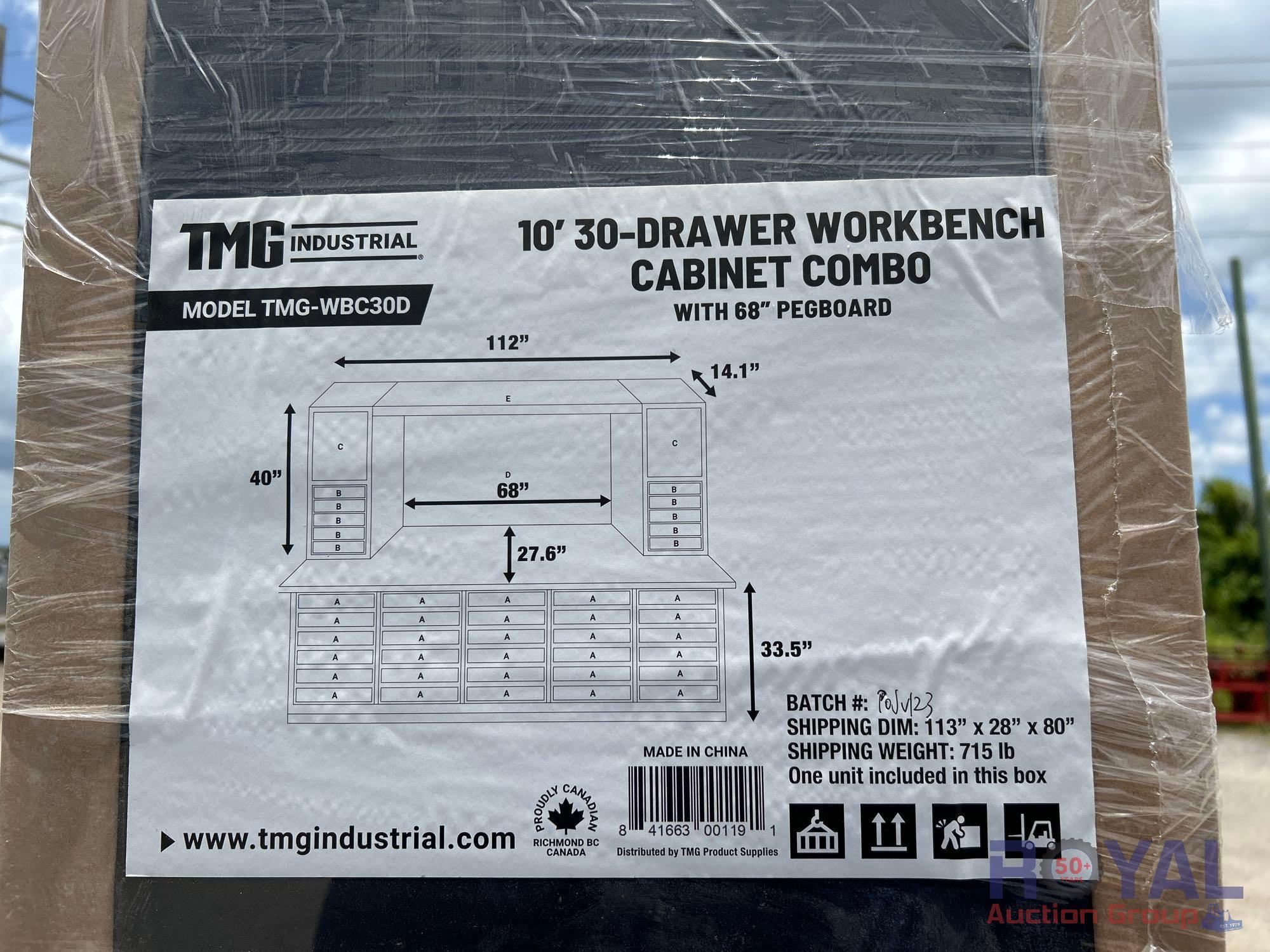 2024 TMG 10ft 30 Drawer Industrial Workbench Cabinet Combo