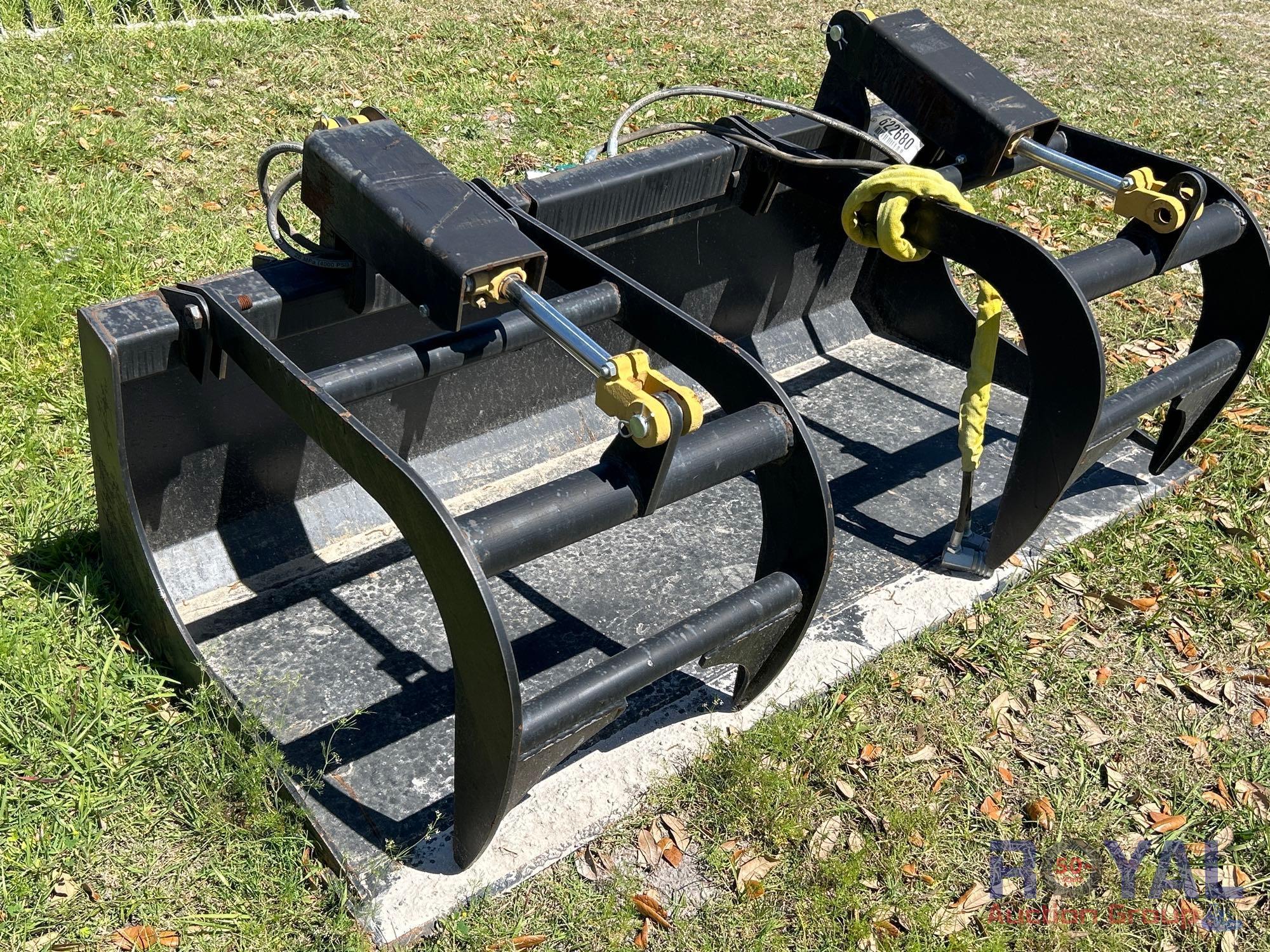 2025 68in Hydraulic Dual Cylinder Grapple Bucket Skid Steer Attachment