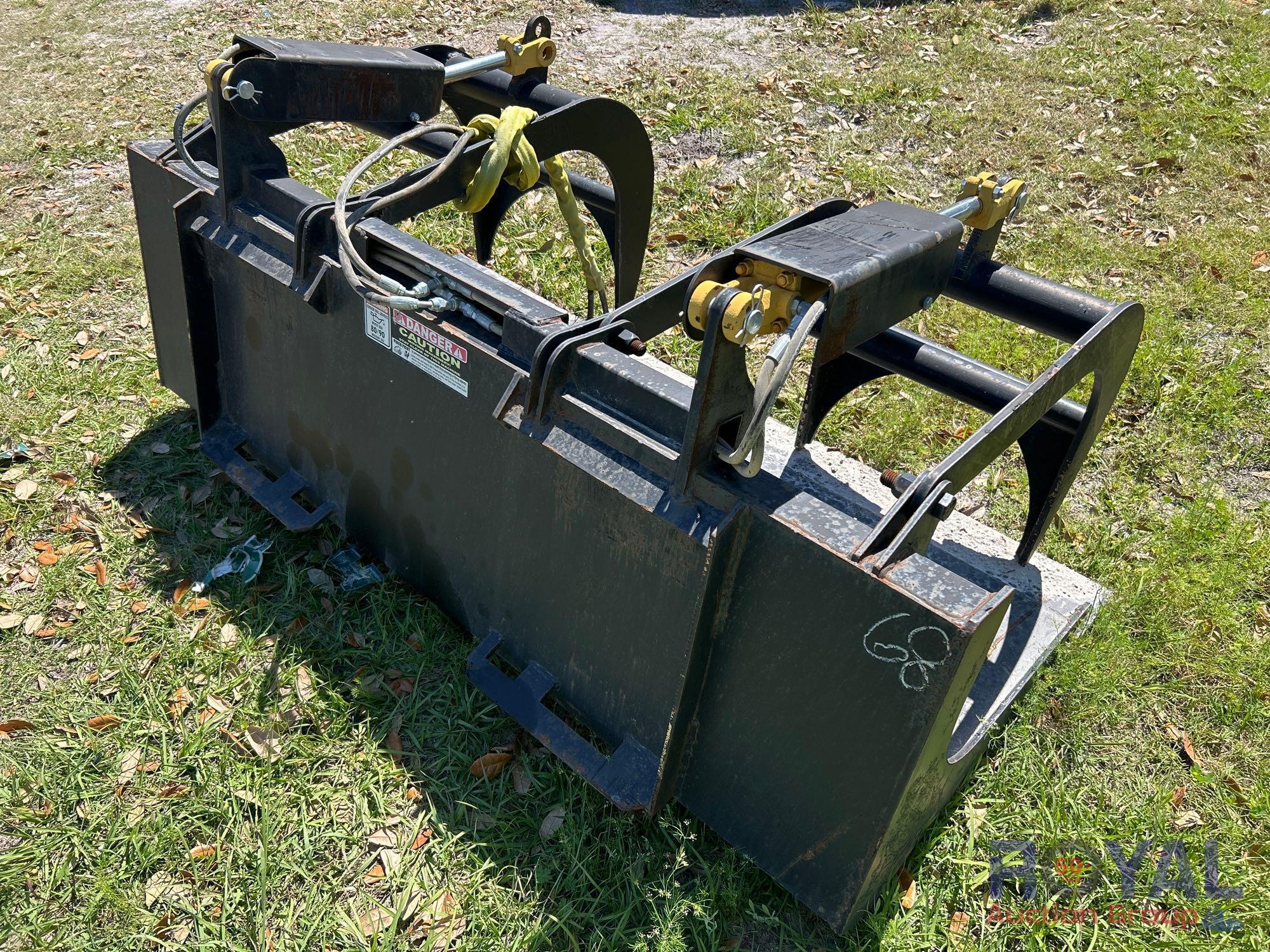 2025 68in Hydraulic Dual Cylinder Grapple Bucket Skid Steer Attachment